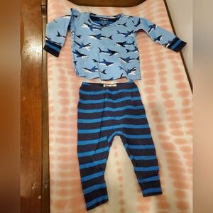 Hatley 6-9 Month Blue Shark Print Kids Pajamas